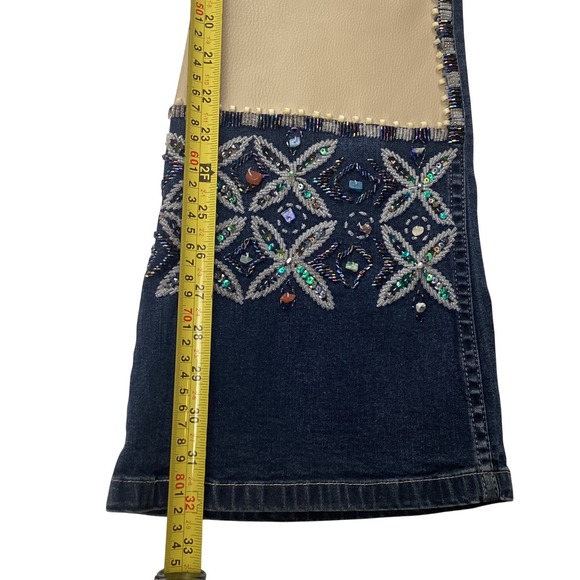 Fitelle Paris Embellished Bootcut Jeans Size 27 Beaded Patchwork Denim boho–Y2K - Picture 8 of 9